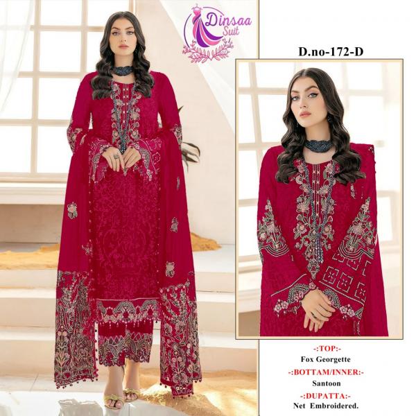 Dinsaa 172 Embroidered Designer Pakistani Suit Collection